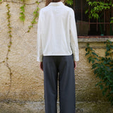 Nika Cotton Shirt, White Stripe