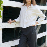 Nika Cotton Shirt, White Stripe