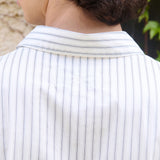 Nika Cotton Shirt, White Stripe