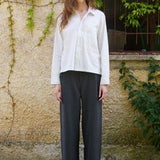 Nika Cotton Shirt, White Stripe