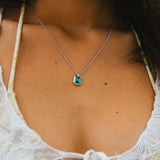 Idris Necklace, Silver/Green