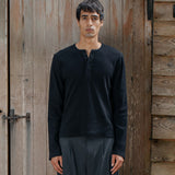 Ezra Ribbed Henley, Black