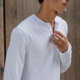 Ezra Ribbed Henley, White