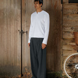 Ezra Ribbed Henley, White