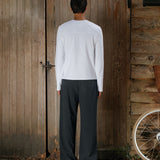 Ezra Ribbed Henley, White