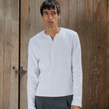 Ezra Ribbed Henley, White